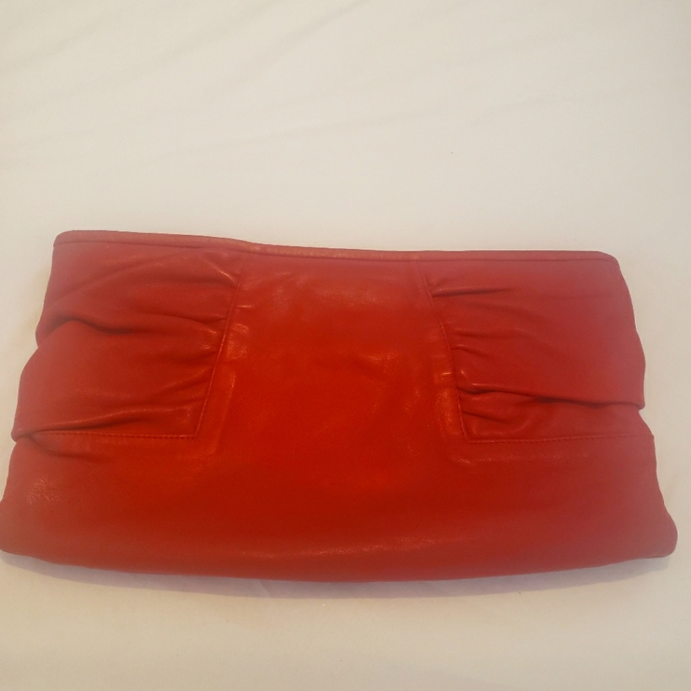 Brio Red soft leather clutch